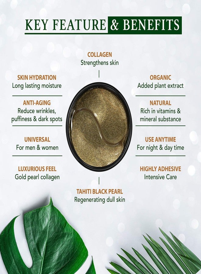 MASHELE Korean 2pack Under Eye Patches 24K Gold Black Pearl Mask Anti-Aging Hyaluronic Acid Collagen Neck Forehead Laugh Line Pad Reducing Dark Circles & Wrinkles Treatment (120pcs, gold eye patches) - Image 5